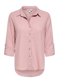 Hemdbluse Only "ONLGOA 3/4 STRAP LINEN BL SHIRT CC PNT", Damen, Gr. M, burnished lila, Web, Obermaterial: 70% Viskose, 30% Leinen, unifarben, loose fit Po-bedeckend, Blusen Hemdbluse, mit Leinen, umschlagbare Manschetten