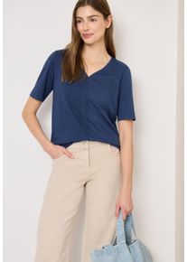 V-Shirt Cecil, Damen, Gr. M (40), sporty denim blau, Jersey, Obermaterial: 50% Baumwolle, 50% Modal, unifarben, normal h&uuml;ftbedeckend, V-Ausschnitt, Shirts V-Shirt, Sommershirt im Tunika-Look