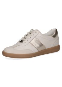 Plateausneaker Caprice, Damen, Gr. 40,5, wei&szlig;, beige, Leder, Schuhe Plateausneaker, Freizeitschuh, Halbschuh, Schn&uuml;rschuh mit Kontrastbesatz