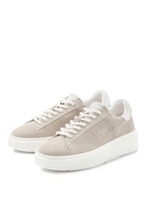 Sneaker ELBSAND "Schn&uuml;rschuh, Turnschuh, Schn&uuml;rhalbschuh, Freizeitschuh, Ledersneaker", Damen, Gr. 40, grau (taupe), Obermaterial: 95% Ziegenleder, 5% Schafsleder. Decksohle: 100% Schafsleder. Futter: 100% Lederimitat. Laufsohle: 100% Synthetik, unifarben, Schuhe Sneaker, aus Leder mit modischer Plateausohle