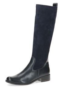 Stiefel Caprice, Damen, Gr. 37, XS-Schaft, blau (dunkelblau), Leder, Textil, Schuhe Stiefel, Blockabsatz, Langschaftstiefel, Businessstiefel, bequeme Weite