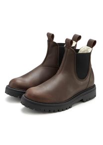 Stiefelette ELBSAND "Stiefel, Boots, Winterstiefel, Chelseaboots, Lederstiefelette", Damen, Gr. 38, braun (dunkelbraun), Obermaterial: 100% Rindsleder. Decksohle: 100% Textilmaterial. Futter: 100% Textilmaterial. Laufsohle: 100% Synthetik, unifarben, Schuhe Stiefelette, Schlupfstiefel aus Leder im klassischen Chelsea-Look