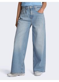 Loose-fit-Jeans Tommy Jeans "CHARLIE MR LOOSE WD", Damen, Gr. 27, L&auml;nge 30, blau (denim light), Denim/Jeans, Obermaterial: 81% Baumwolle, 18% Lyocell, 1% Elasthan, unifarben, loose fit lang, Jeans Loose-fit-Jeans, mit Logostickerei, Mid Rise