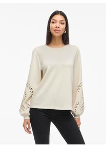 Sweatshirt Vila "VISANDY L/S DETAIL SWEAT TOP - NOOS", Damen, Gr. L, birch, Sweatware, Obermaterial: 50% Viskose, 44% Polyester, 6% Elasthan, unifarben, regular fit normal, Rundhals, Sweatshirts Sweatshirt, Viskosemischung, regular fit