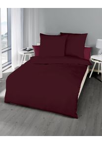 Bettw&auml;sche Kaeppel "Uni", rot (burgund), B/L: 135cm x 200cm, 1 Stk., 1 Stk., Feinbiber, B/L: 80cm x 80cm, 2 Stk., Feinbiber, Obermaterial: 100% Baumwolle, Bettw&auml;sche, Bettw&auml;sche, Unifarben