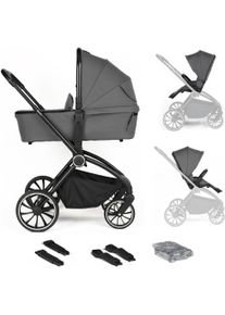 Kombi-Kinderwagen BABYGO "Harmony 3in1", Baby, grau, Aluminium, Polyester, Kinderwagen Kombi-Kinderwagen, inkl. Babyschale mit Adaptern