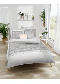 Bettw&auml;sche Kaeppel "Venice", grau, B/L: 155cm x 220cm, 1 Stk., 1 Stk., Mako-Satin, B/L: 80cm x 80cm, 2 Stk., Mako-Satin, Obermaterial: 100% Baumwolle, Bettw&auml;sche, Bettw&auml;sche