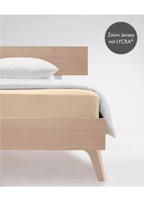 Spannbettlaken Fleuresse "Comfort", beige, B:180cm, Jersey-Elasthan, Obermaterial: 96% Baumwolle, 4% Elasthan (LYCRA), Bettlaken, Spannbettlaken, langlebig & b&uuml;gelfrei,Perfekte Passform durch POWER-STRETCH