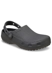 Clog Crocs "Classic Crafted Clog", Damen, Gr. 46, grau (schwarz), Croslite&trade;, Textil, Schuhe Clog, Sommerschuh, Strandschuh, Gartenschuh mit Profillaufsohle
