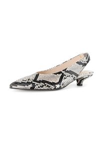 Slingpumps Gabor, Damen, Gr. 38,5, Leder, schwarz-wei&szlig; (natur, schwarz), Kalbsleder, Reptilienpr&auml;gung, Schuhe Slingpumps, Trichterabsatz, Businesschuh, Festtagsschuh in Snake-Optik