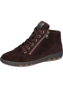 Waldl&auml;ufer Sneakerboots WALDL&Auml;UFER "H-TERESA", Damen, Gr. 10.5, braun (dunkelbraun), Nappaleder, Veloursleder, unifarben mit Farbeinsatz, Schuhe Sneakerboots, Schn&uuml;rboots, Stiefelette, Bequemschuh in Komfortweite H (= sehr weit)