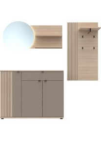 Innostyle, Garderoben-Set &raquo;Pisa Garderoben-Set&laquo; 3 Stk. tlg., Riva Eiche / Basalt, Gesamtma&szlig;e B/H/T 218/199/38 cm &ndash; modernes Garderoben-Set mit 