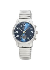 MASTER TIME, Damen, Funkuhr &raquo;Super Power&laquo; Armbanduhr, Quarzuhr, Damenuhr, Datum, Leuchtzeiger, Flexband, stahlgrau-blau, Stilvolle Damenarmbanduhr