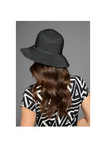 Laura Scott, Damen, Sonnenhut im eleganten Look, knautsch und faltbar, schwarz, Femininer Sommer-Hut mit gesteppter Streifenoptik f&uuml;r einen eleganten 