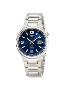 ETT, Herren, Funkuhr Armbanduhr, Herrenuhr, Solar, Titan, analog, digital, titansilberfarben-dunkelblau, Geschmackvolle Herrenfunkuhr