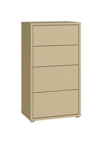 FORTE, Kommode &raquo;Alice Springs, Kommode H&ouml;he 99,1 cm, 4 Schubk&auml;sten&laquo; Schubk&auml;sten mit Vollauszug, Grifflos, Push to open, Gelb, Holzwerkstoff,