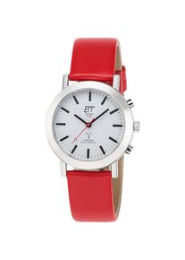 ETT, Damen, Funkuhr &raquo;Station Watch&laquo; Armbanduhr, Damenuhr, Solar, Lederarmband, rot, Moderne Funk-Armbanduhr f&uuml;r Damen