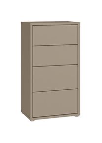 FORTE, Kommode &raquo;Alice Springs, Kommode H&ouml;he 99,1 cm, 4 Schubk&auml;sten&laquo; Schubk&auml;sten mit Vollauszug, Grifflos, Push to open, Taupe, Holzwerkstoff,