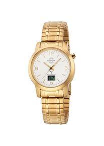 MASTER TIME, Damen, Funkuhr &raquo;Basic&laquo; Armbanduhr, Quarzuhr, Damen, Datum, Leuchtzeiger, Flexband, Zugband, goldfarben, Elegante Damenfunkarmbanduhr