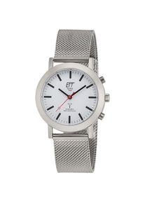 ETT, Damen, Funkuhr &raquo;Station Watch&laquo; Armbanduhr, Damenuhr, Solar, Edelstahlarmband, hellgrau, rot, Schicke Funk-Armbanduhr f&uuml;r Damen