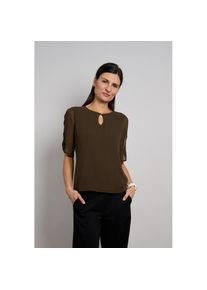 Seidel Moden, Damen, Chiffonbluse &raquo;Otto exclusiv&laquo; Halbarm mit Cut-Out-Detail und Glitzerstein - MADE IN GERMANY, kaffee, 48, Feminines Shirt von 