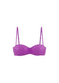 Lascana, Damen, B&uuml;gel-Bandeau-Bikini-Top &raquo;Omara&laquo; mit Lochstickerei, lila, 40 - Cup E, Modische Strukturware
