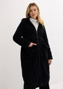 bonprix Cord-Mantel mit Teddy-Fleece Kapuze aus reiner Baumwolle, schwarz, Gr.52, Herbstlicher Cord-Parka aus 100% Baumwolle mit mit Teddy-Fleece Kapuze, aus 100% Baumwolle,Cord