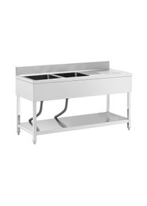 Mosogat&oacute; asztal - 2 medence - rozsdamentes ac&eacute;l - 160 x 60 cm - ROYAL CATERING RCGS-2B1600D6