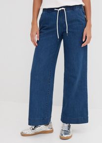 Jeans elasticizzati wide leg vita media, Blu, Taglia 42, bonprix