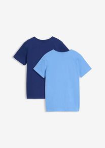 T-shirt in puro cotone biologico (pacco da 2), Blu, Taglia 134, bonprix
