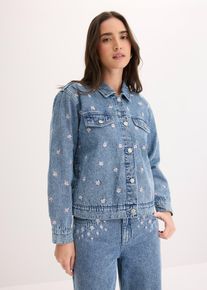 Giacca di jeans con ricami floreali, Blu, Taglia 44, bonprix