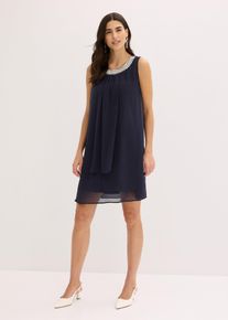 Abito in chiffon con applicazione di strass, Blu, Taglia 42, bonprix