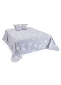 Telo arredo in fantasia marinara, Grigio, Taglia 210x140 cm, bonprix