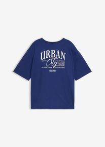 T-shirt oversize in puro cotone biologico con stampa posteriore, Blu, Taglia 134, bonprix