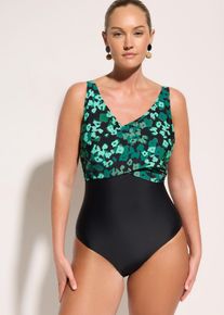 Costume intero con dettaglio incrociato ed effetto modellante medio, Nero, Taglia 46, bonprix