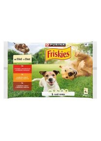 FRISKIES Adult hov&auml;dzina a mrkva kura a hr&aacute;&scaron;ok jahňa a zelen&eacute; fazuľky v žel&eacute; 4 x 85 g