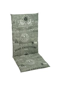 Sesselauflage, Grau, Wei&szlig;, Hellgrau, Schriftzug, F&uuml;llung: Schaumstoff, Vlies, mittels B&auml;ndern zu befestigen, Gartenm&ouml;bel, Gartenpolster & Auflagen, Sesselauflagen