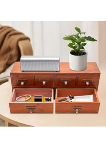 Desktop Organizer Cabinet,6-Drawer Vintage Desk Organizer Classic Brown Wood Storage Drawers for Tabletop,Wood Storage Box