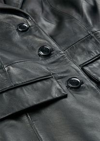 bonprix Blazermantel aus Lammnappa, schwarz, Gr.48, edler Blazermantel aus Leder mit Reverskragen und seitlichen Eingriffstaschen, aus Nappaleder