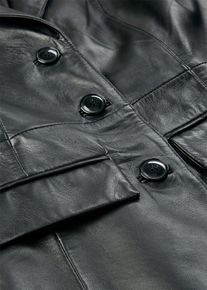 bonprix Blazermantel aus Lammnappa, schwarz, Gr.46, edler Blazermantel aus Leder mit Reverskragen und seitlichen Eingriffstaschen, aus Nappaleder