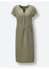 CREATION L PREMIUM Damen Webkleid aus reinen Leinen in khaki ,Gr&ouml;&szlig;e 36, Witt, 100% Leinen