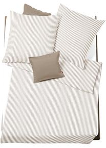 Bettw&auml;sche Fleuresse "Rio", beige (crema), B/L: 155cm x 220cm, 1 Stk., 1 Stk., Seersucker, B/L: 80cm x 80cm, 2 Stk., Seersucker, Obermaterial: 100% Baumwolle, Bettw&auml;sche, Bettw&auml;sche, Feine buntgewebte Seersucker-Bettw&auml;sche mit Rei&szlig;verschluss