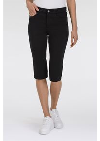 Caprihose MAC "Dream-Sun", Damen, Gr. 38, N-Gr, schwarz (power schwarz), Gabardine, Obermaterial: 85% Baumwolle, 11% Elastomultiester, 4% Elasthan, figurbetont 3/4-L&auml;nge, Hosen Caprihose, in hochelastischer Denim-Qualit&auml;t mit figurformenden Shaping-Effekt