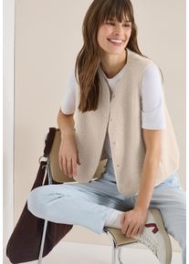 Fellweste Cecil "Curly fake Wool", Damen, Gr. XL (44), teddy vanillewei&szlig;, Fleece, Obermaterial: 100% Polyester, unifarben, normal h&uuml;ftbedeckend, Rundhals, Westen Fellweste, in Woll-Optik