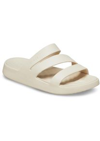 Badepantolette Crocs "Getaway Strappy", Damen, Gr. 41, beige (sanftes wei&szlig;), Croslite&trade;, unifarben, Schuhe Badepantolette, Sommerschuh, Badeschuh, Poolslides mit modischen Riemchen