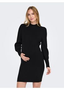 Strickkleid Only Maternity "OLMKATIA L/S DRESS KNT NOOS", Damen, Gr. XXL, N-Gr, schwarz, Strick, Obermaterial: 50% Viskose, 27% Nylon, 23% Polyester, unifarben, regular fit ca. Mitte Oberschenkel, Rippstrickb&uuml;ndchen, Kleider Strickkleid