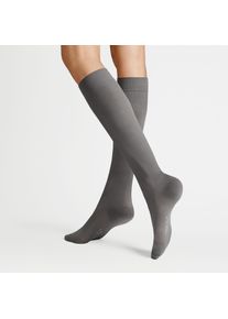 Kniestr&uuml;mpfe Hudson "RELAX FINE", Herren, Gr. 39-42, silber, Baumwollmischung, normal, Socken Kniestr&uuml;mpfe, Baumwoll-Mix, verst&auml;rke Spitze und Ferse