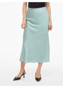 Maxirock Vila "VIELLETTE HW LONG SKIRT - NOOS", Damen, Gr. 44, gr&uuml;n (blau surf), Web, Obermaterial: 100% Polyester, unifarben, Basic schmal wadenlang, R&ouml;cke Maxirock, Kunstfaser