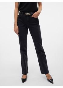 V&eacute;ro Moda Gerade Jeans VERO MODA "VMTESSA HR STRAIGHT JEANS LI134 GA NOOS", Damen, Gr. 28, L&auml;nge 32, schwarz (schwarz denim), Denim/Jeans, Obermaterial: 99% Baumwolle, 1% Elasthan, unifarben, Jeans Gerade Jeans