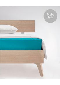 Spannbettlaken Fleuresse "Colours in Gr. 90x200, 140x200 oder 180x200 cm", blau (petrol), B:200cm L:200cm, Mako-Satin, Obermaterial: 100% Baumwolle, Bettlaken, Spannbettlaken, Mako Satin, f&uuml;r Matratzen bis 23 cm H&ouml;he, Bettlaken, Spannbetttuch